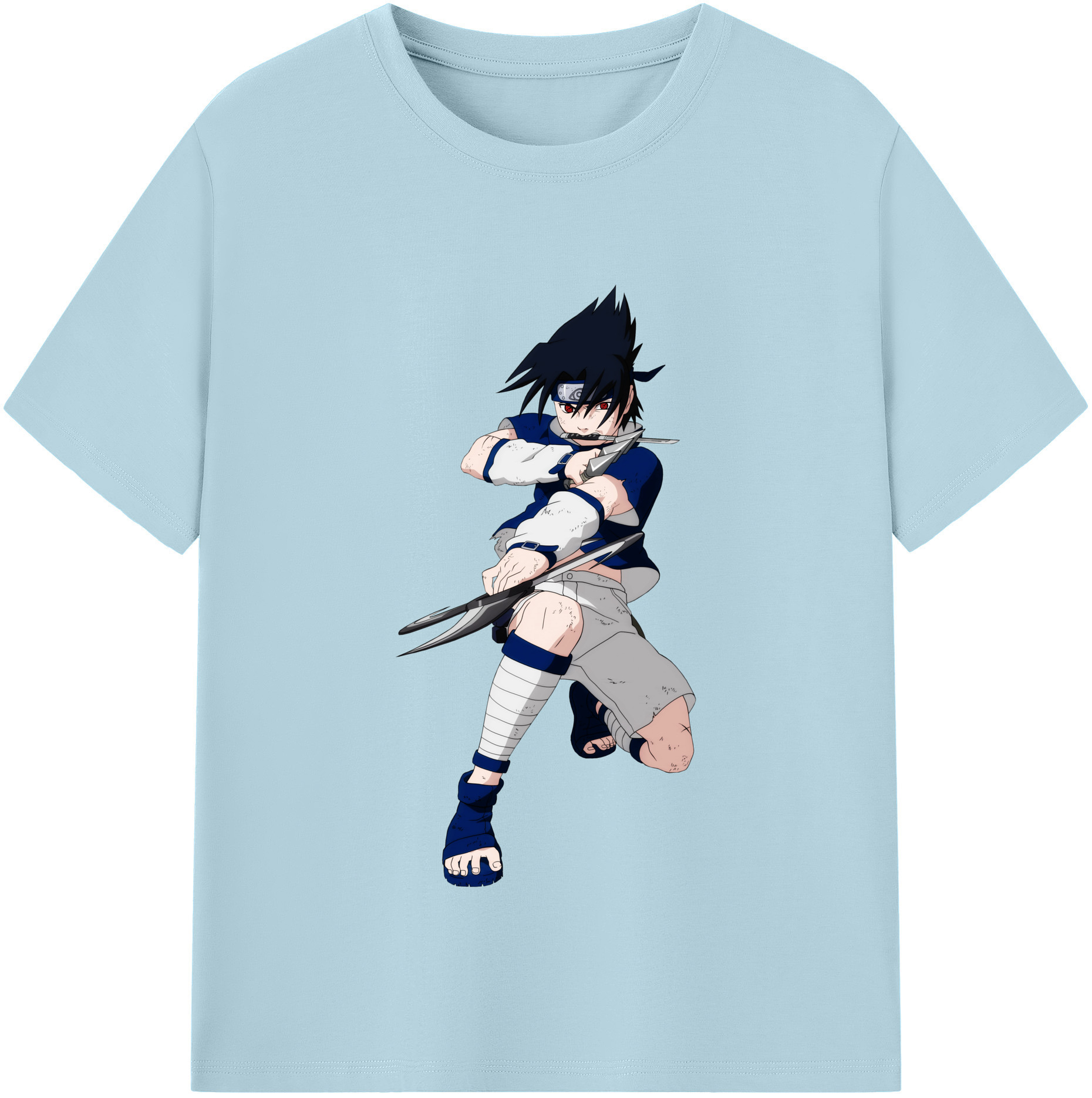 （画像用） NARUTO -ナルト- うちは サスケ Uchiha Sasuke 綿100％半袖Tシャツ（フロントプリント）